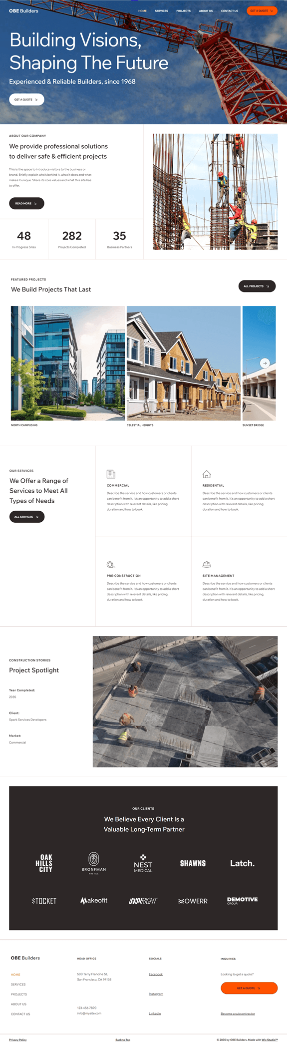 Landing page for leading contruction firm based in Czechia